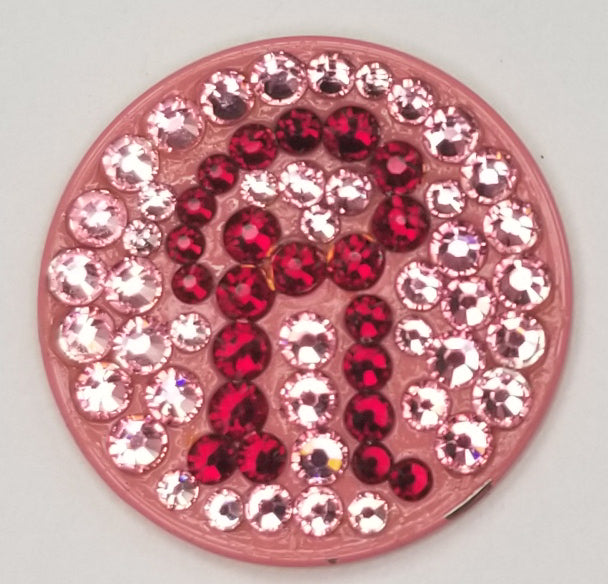 Bonjoc: Monogram Ball Marker & Hat Clip - Capital "R" (Pink)