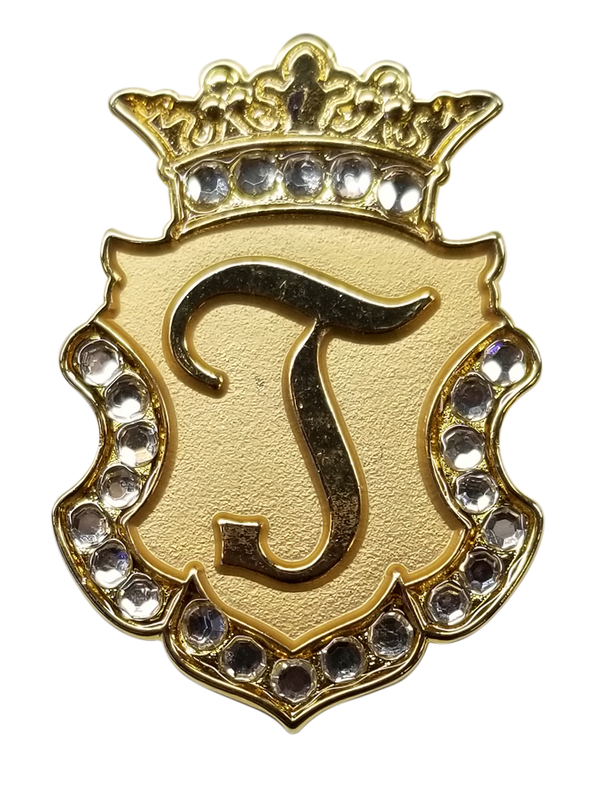 Navika Crystal Ball Marker & Crown Clip - Gold Initial "J"
