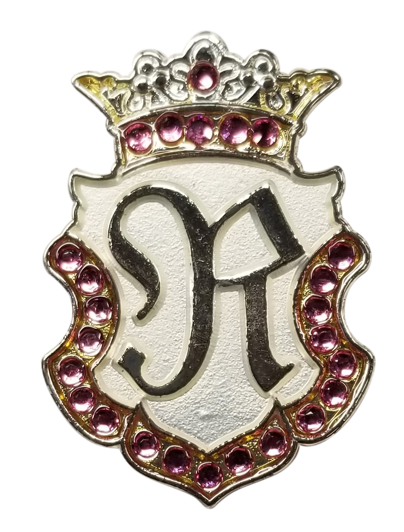 Navika: Swarovski Crystals Ball Marker & Crown Clip - Silver Initial "R"