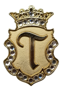Navika Crystal Ball Marker & Crown Clip - Gold Initial "T"