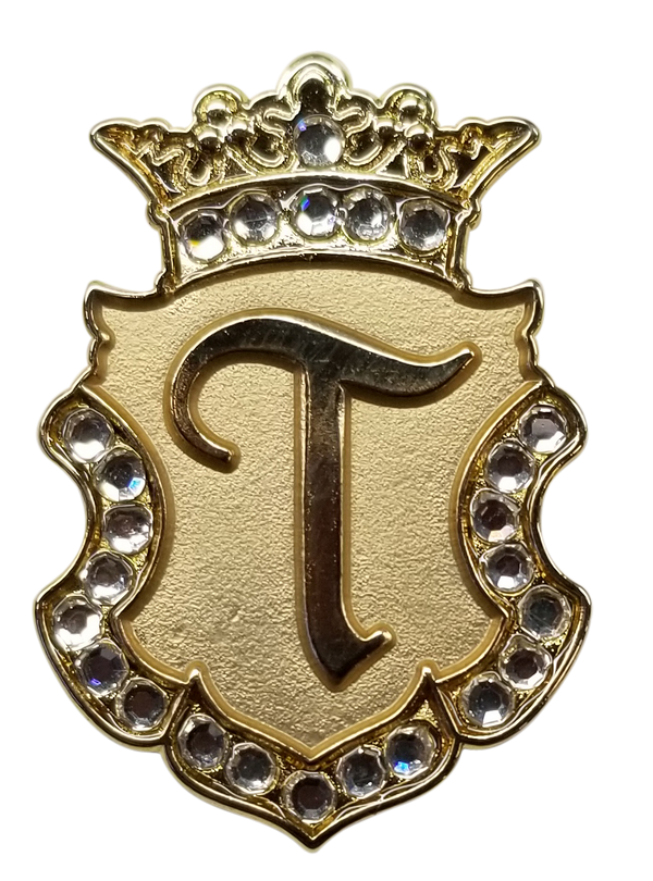 Navika Crystal Ball Marker & Crown Clip - Gold Initial "T"