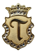 Navika Crystal Ball Marker & Crown Clip - Gold Initial "T"