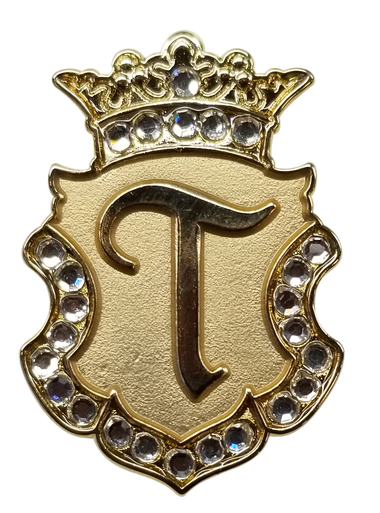 Navika: Swarovski Crystals Ball Marker & Crown Clip - Gold Initial "T"