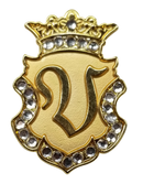 Navika Crystal Ball Marker & Crown Clip - Gold Initial "V"