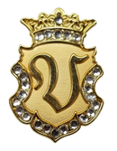 Navika Crystal Ball Marker & Crown Clip - Gold Initial "V"