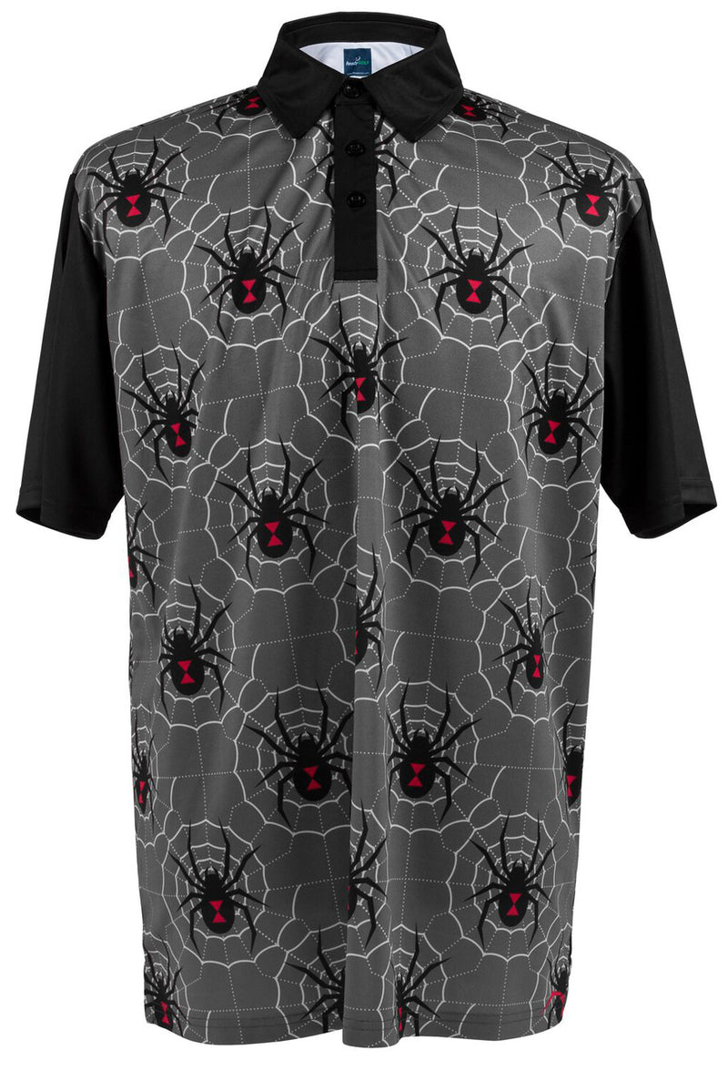 Black Widow Grey Mens Golf Polo Shirt by ReadyGOLF
