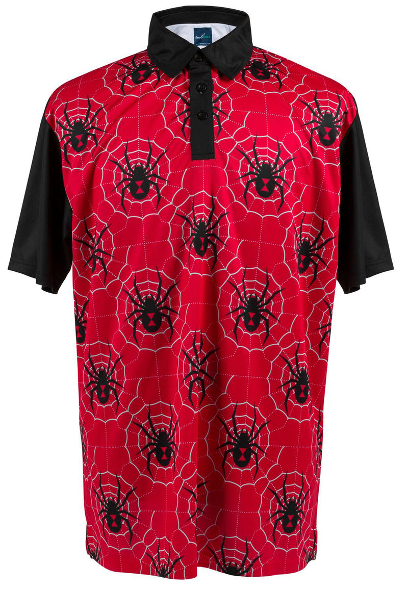 Black Widow Red Mens Golf Polo Shirt by ReadyGOLF