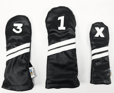 Sunfish: DuraLeather Headcovers Set - Black with White Stripes