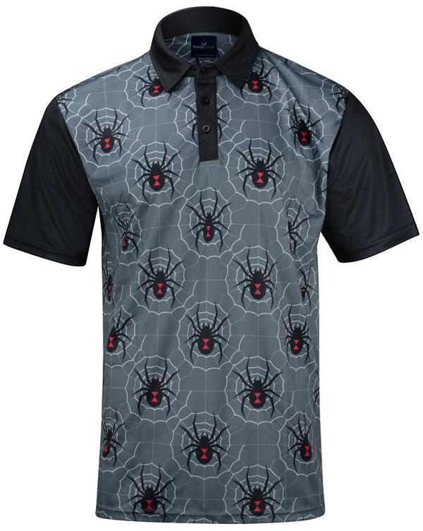 Black Widow Grey Mens Golf Polo Shirt by ReadyGOLF