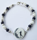 One Putt Designs - Black & White & Silver All Over Ball Marker Ankle Bracelet