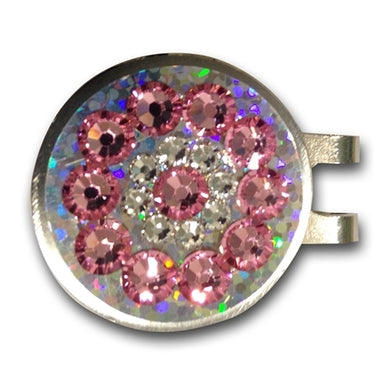 Blingo Ball Markers: Pink on Silver Glitter