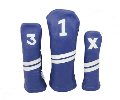 Sunfish: Leather Headcovers Set - Blue & White