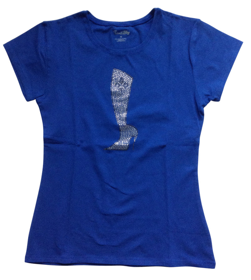 Titania Golf Women's Royal Blue Rhinestone Cowgirl Boot T-Shirt - SALE