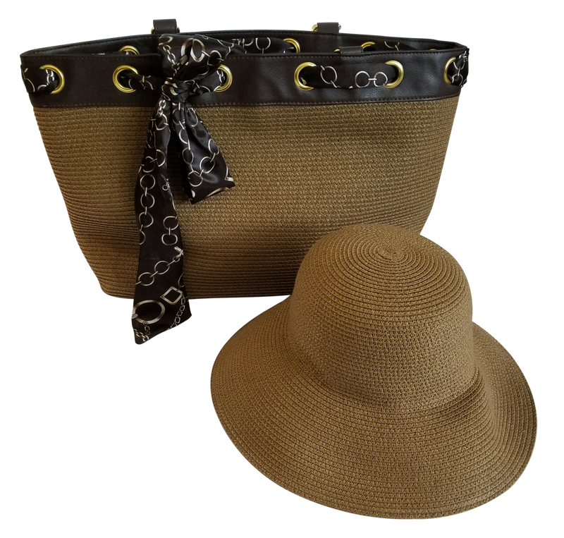 Physician Endorsed: Women's Serengeti Hat & Bag Set & Matching Scarf - Brown/Black