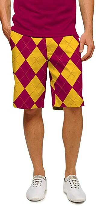 Loudmouth Golf: Men's Shorts - Burgundy & Maize (Size 40)