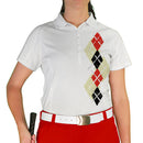 Golf Knickers: Ladies Argyle Paradise Golf Shirt - Natural/Black/Red Clothing