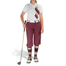 Golf Knickers: Ladies Argyle Paradise Golf Shirt - Maroon/Black/Khaki Clothing