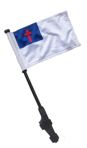 SSP Flags: Small 6x9 inch Golf Cart Flag with EZ On/Off Pole Bracket - Christian