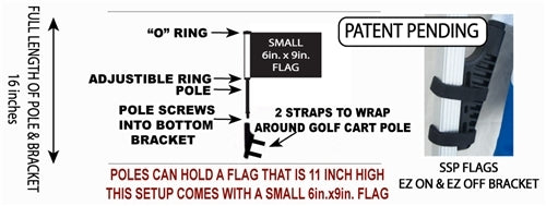 SSP Flags: Small 6x9 inch Golf Cart Flag with EZ On/Off Pole Bracket - Christian