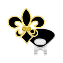 Navika: Glitzy Ball Marker & Hat Clip - Black and Gold Fleur de Lis