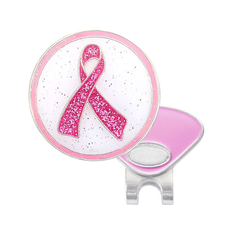 Navika: Glitzy Ball Marker & Hat Clip - Pink Ribbon