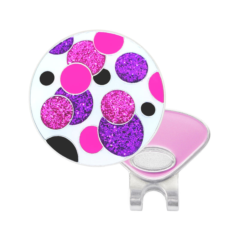 Navika: Glitzy Ball Marker & Hat Clip - Polka Dot (Purple & Pink)