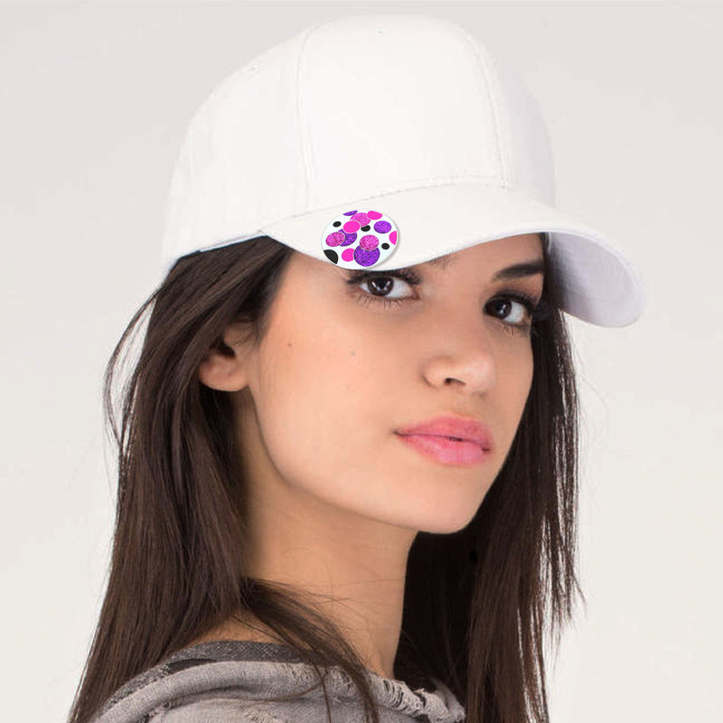 Navika: Glitzy Ball Marker & Hat Clip - Polka Dot (Purple & Pink)