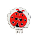Navika: Glitzy Ladybug Ball Marker on White Flower Hat Clip