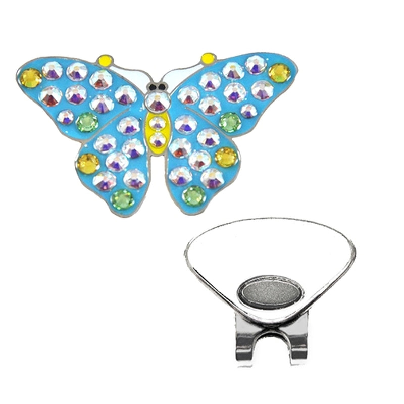 Navika: Swarovski Crystals Ball Marker & Hat Clip - Blue Butterfly