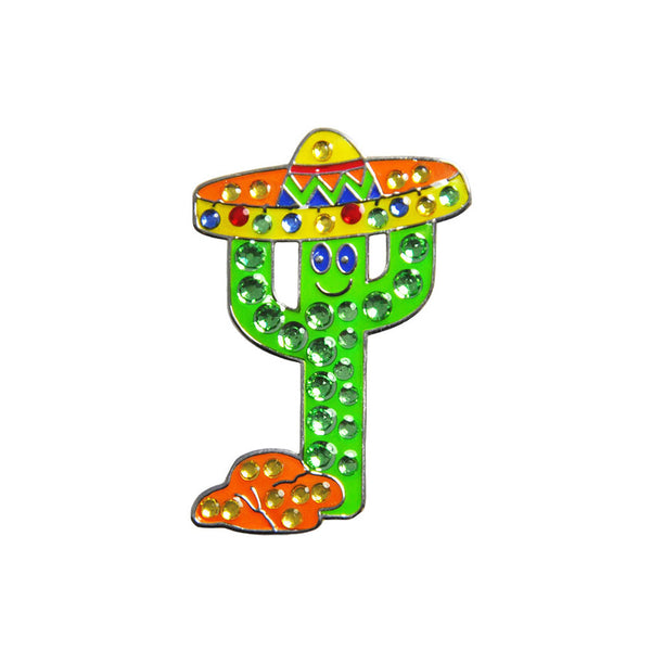 Navika: Swarovski Crystals Ball Marker & Hat Clip - Fiesta Cactus