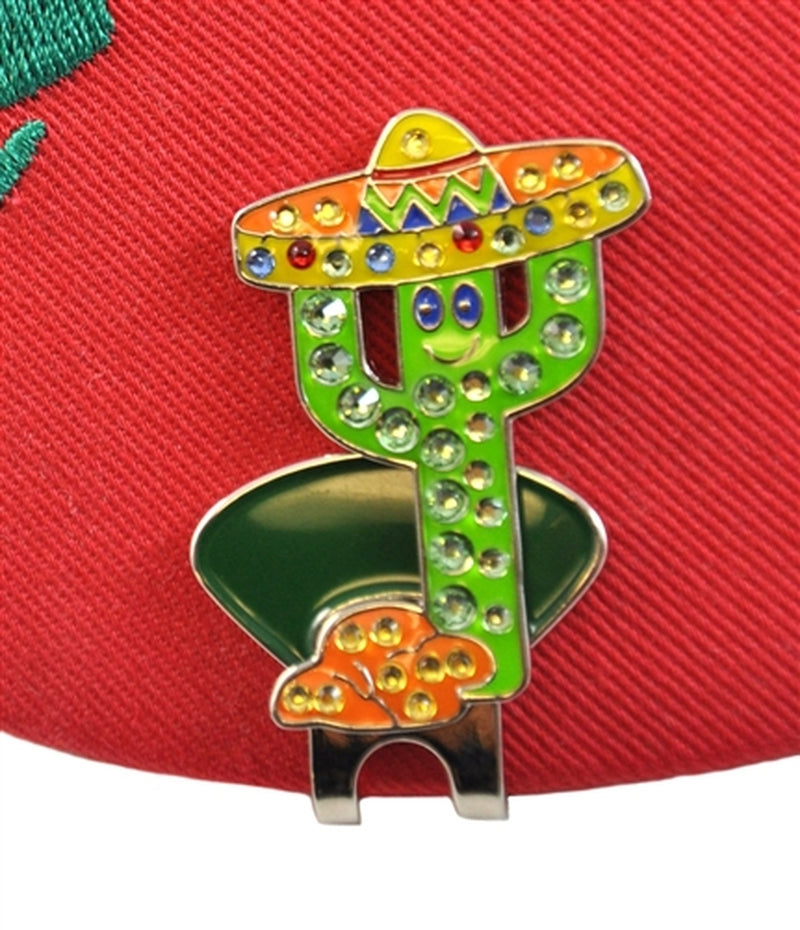 Navika: Swarovski Crystals Ball Marker & Hat Clip - Fiesta Cactus