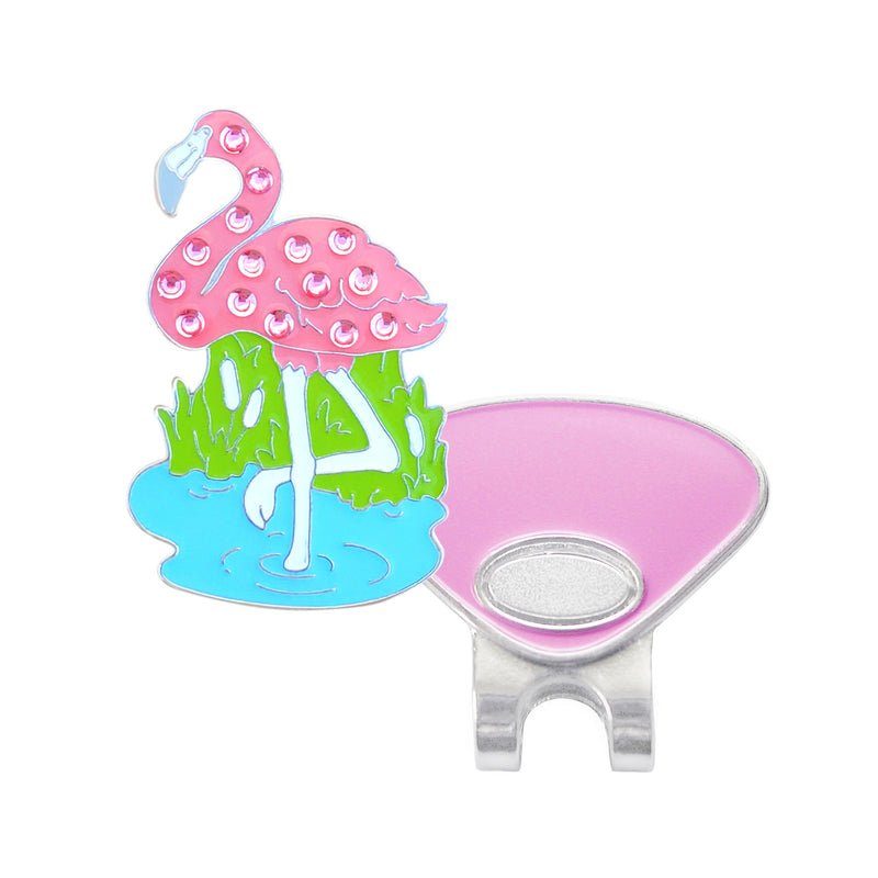 Navika: Swarovski Crystals Ball Marker & Hat Clip - Pink Flamingo