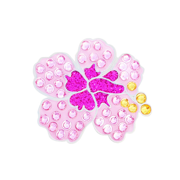 Navika: Swarovski Crystals Ball Marker & Hat Clip  - Pink Hibiscus