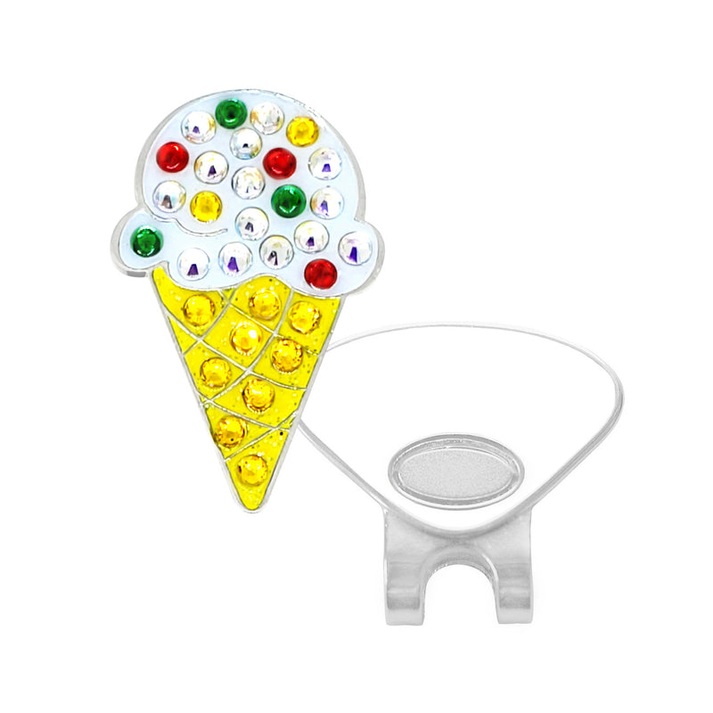 Navika: Swarovski Ball Marker & Hat Clip - Ice Cream Cone