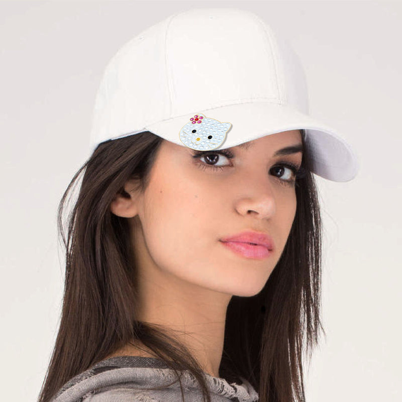 Navika: Swarovski Crystals Ball Marker & Hat Clip - Kitty Cat