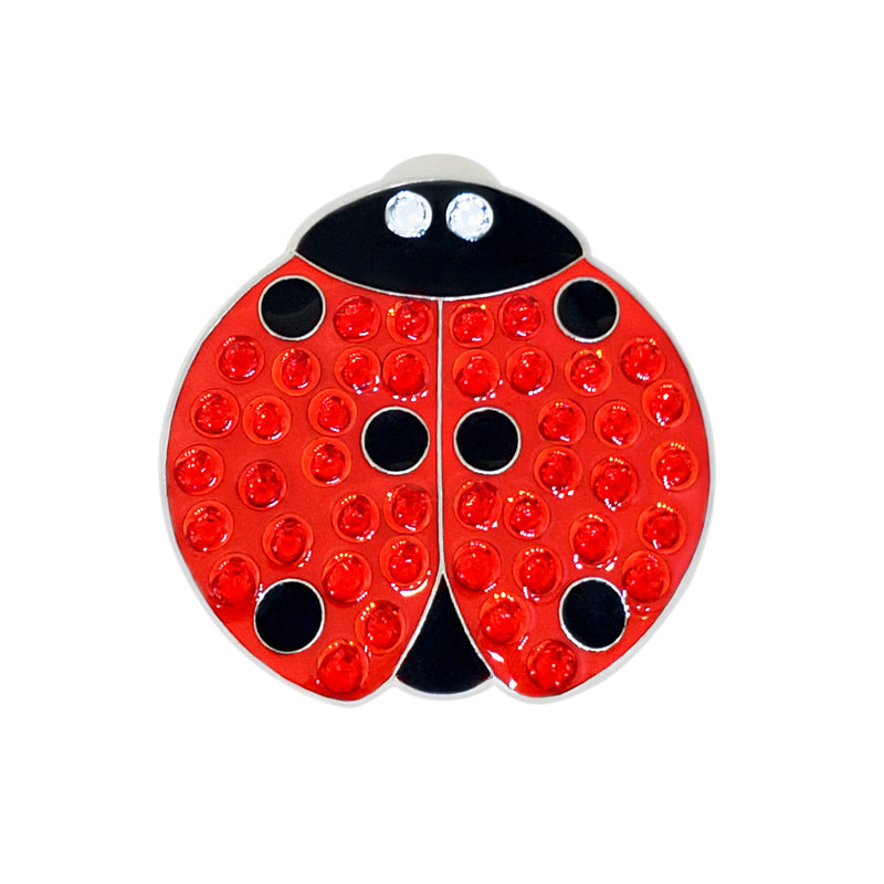 Navika: Lady Luck (Ladybug) Ball Marker adorned with Crystals from Swarovski with Hat Clip
