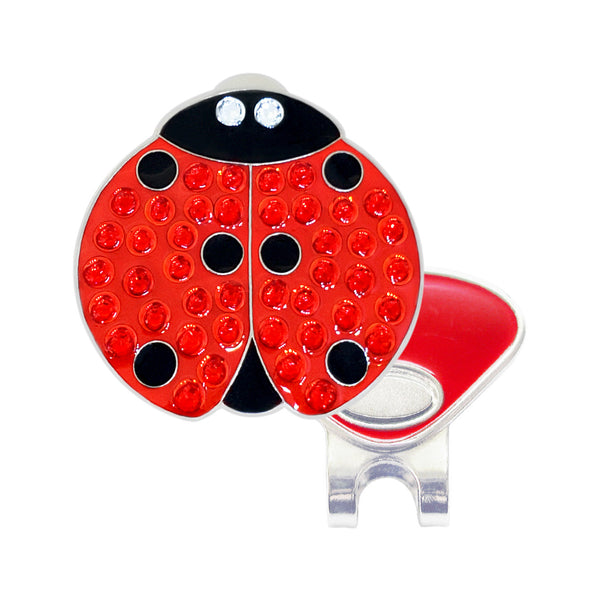 Navika: Lady Luck (Ladybug) Ball Marker adorned with Crystals from Swarovski with Hat Clip