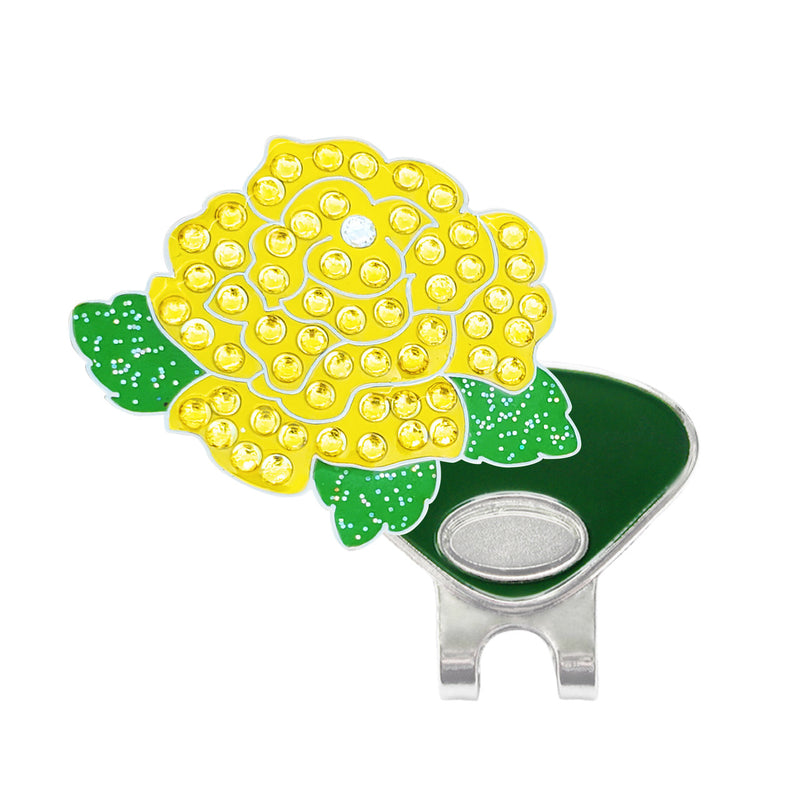 Navika: Swarovski Crystals Ball Marker & Hat Clip - Yellow Rose