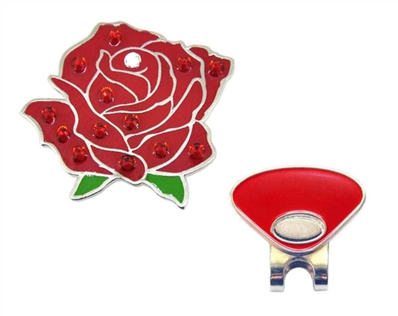 Navika: Swarovski Crystals Ball Marker & Hat Clip - Red Rose