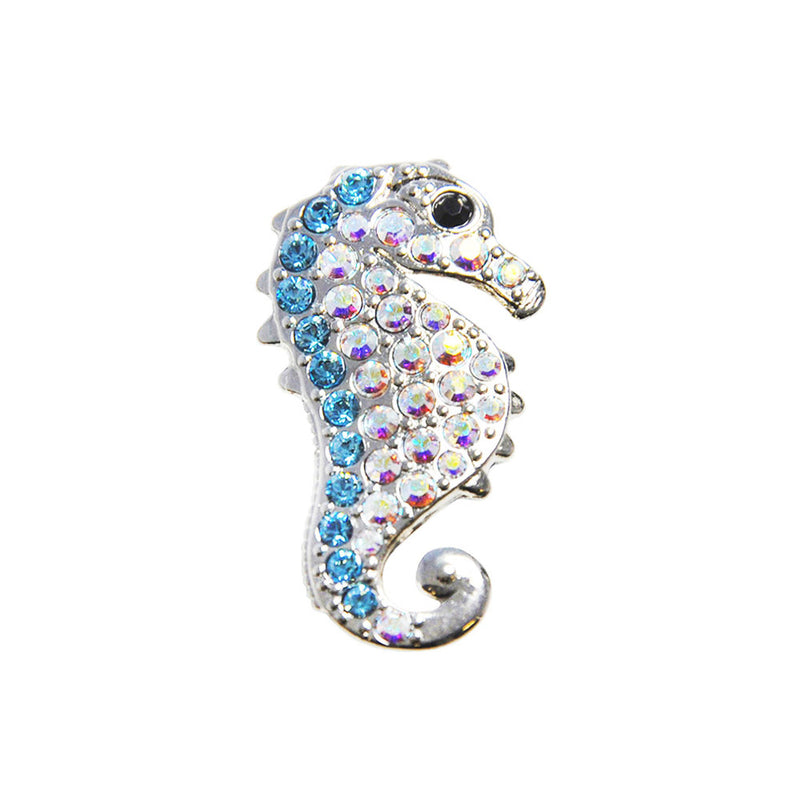Navika: Swarovski Crystals Ball Marker & Hat Clip - Blue Seahorse