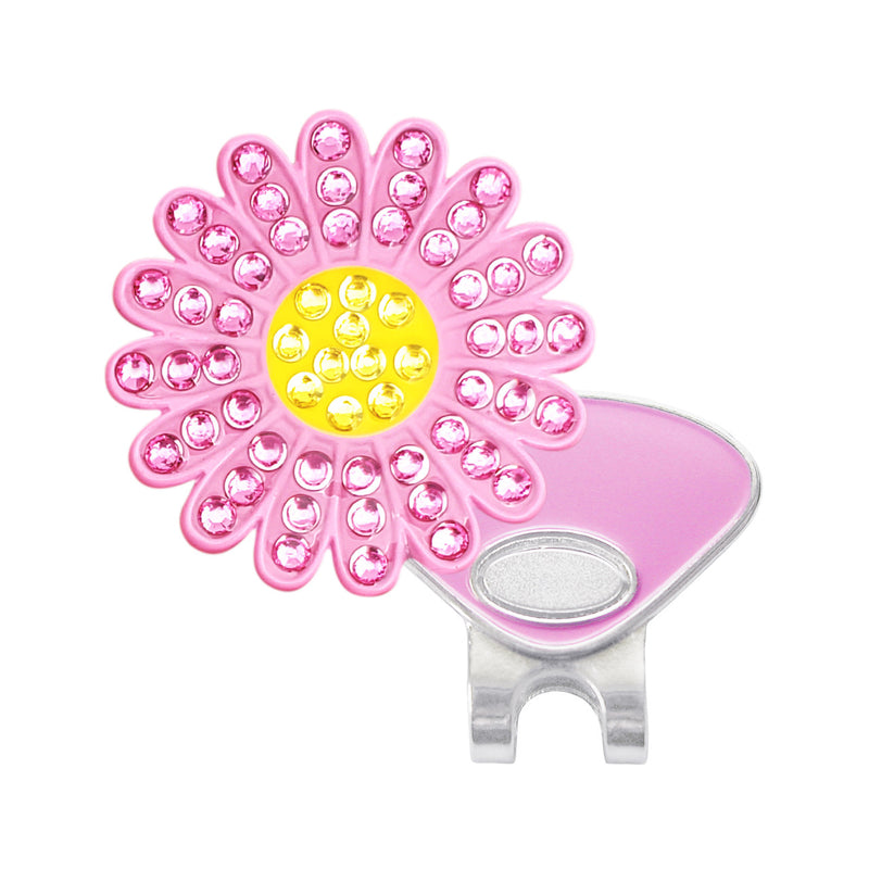 Navika: Swarovski Crystals Ball Marker & Hat Clip - Sunflower (Pink)