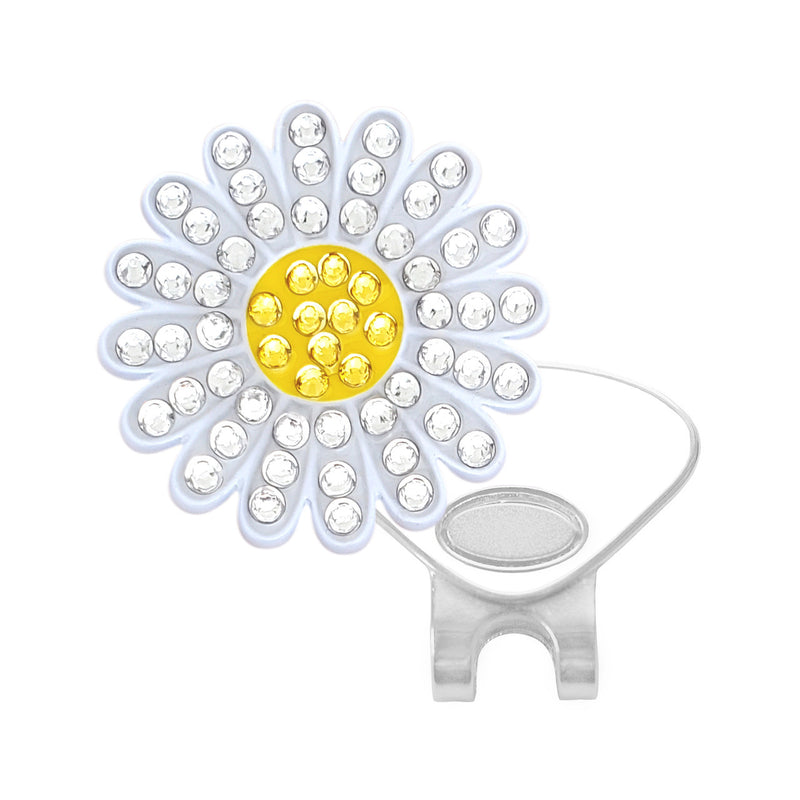 Navika: Swarovski Crystals Ball Marker & Hat Clip - Sunflower (White)