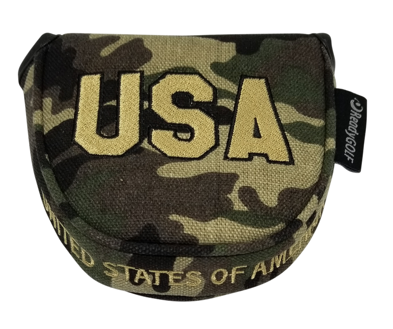 USA Military Camo Embroidered Putter Cover by ReadyGOLF - Mallet
