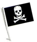 SSP Flags: Car Flag with Pole - Pirate Skull and Cross Bones