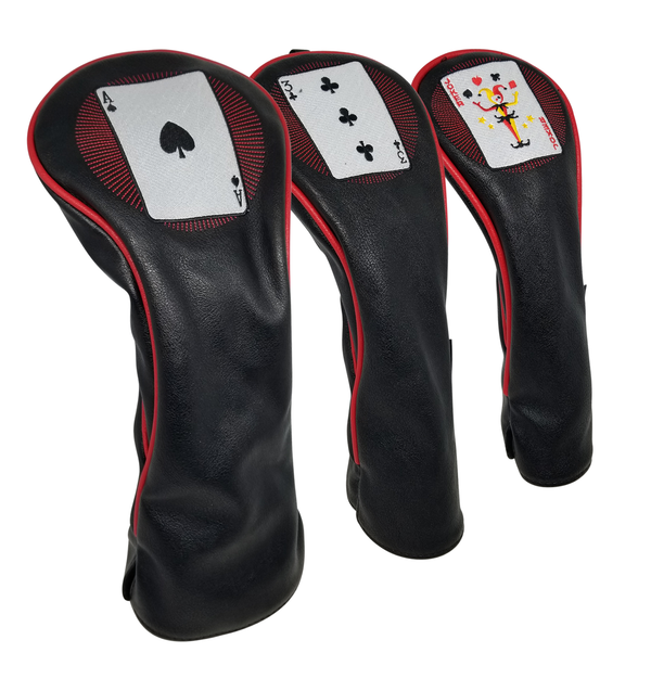 Casino Playing Cards Embroidered Set by ReadyGOLF - Driver, Fairway, Hybrid