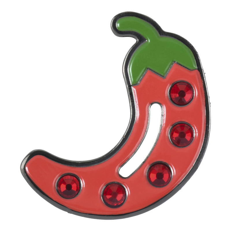 ReadyGolf: Chili Pepper Ball Marker & Hat Clip with Crystals
