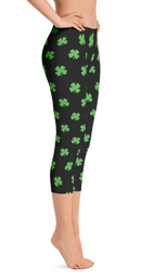 Four-Leaf Clover (Lime Green) Women's Capri Leggings by ReadyGOLF (Size X-Small) SALE