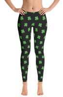Four-Leaf Clover (Lime Green) Women's All-Over Leggings by ReadyGOLF (Size: XS) SALE