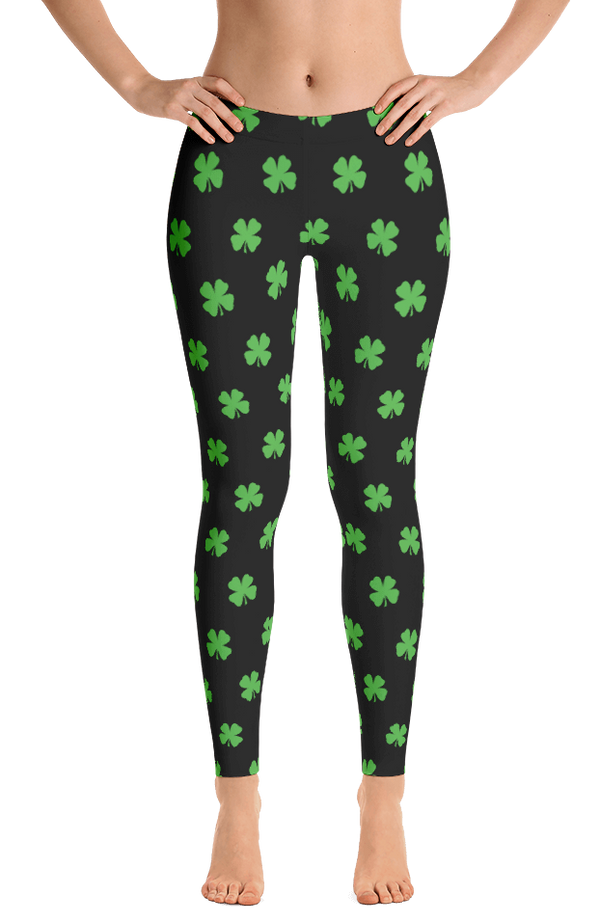 Four-Leaf Clover (Lime Green) Women's All-Over Leggings by ReadyGOLF (Size: XS) SALE