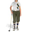 Golf Knickers: Ladies Argyle Paradise Golf Shirt - Olive/Navy/Khaki Clothing